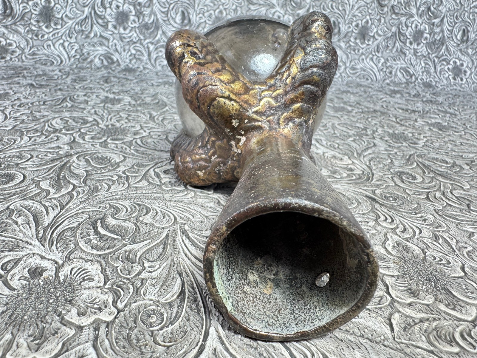 Antique Claw & Glass Ball Single 6" Foot Feet Cast Iron Furniture Hardware Table