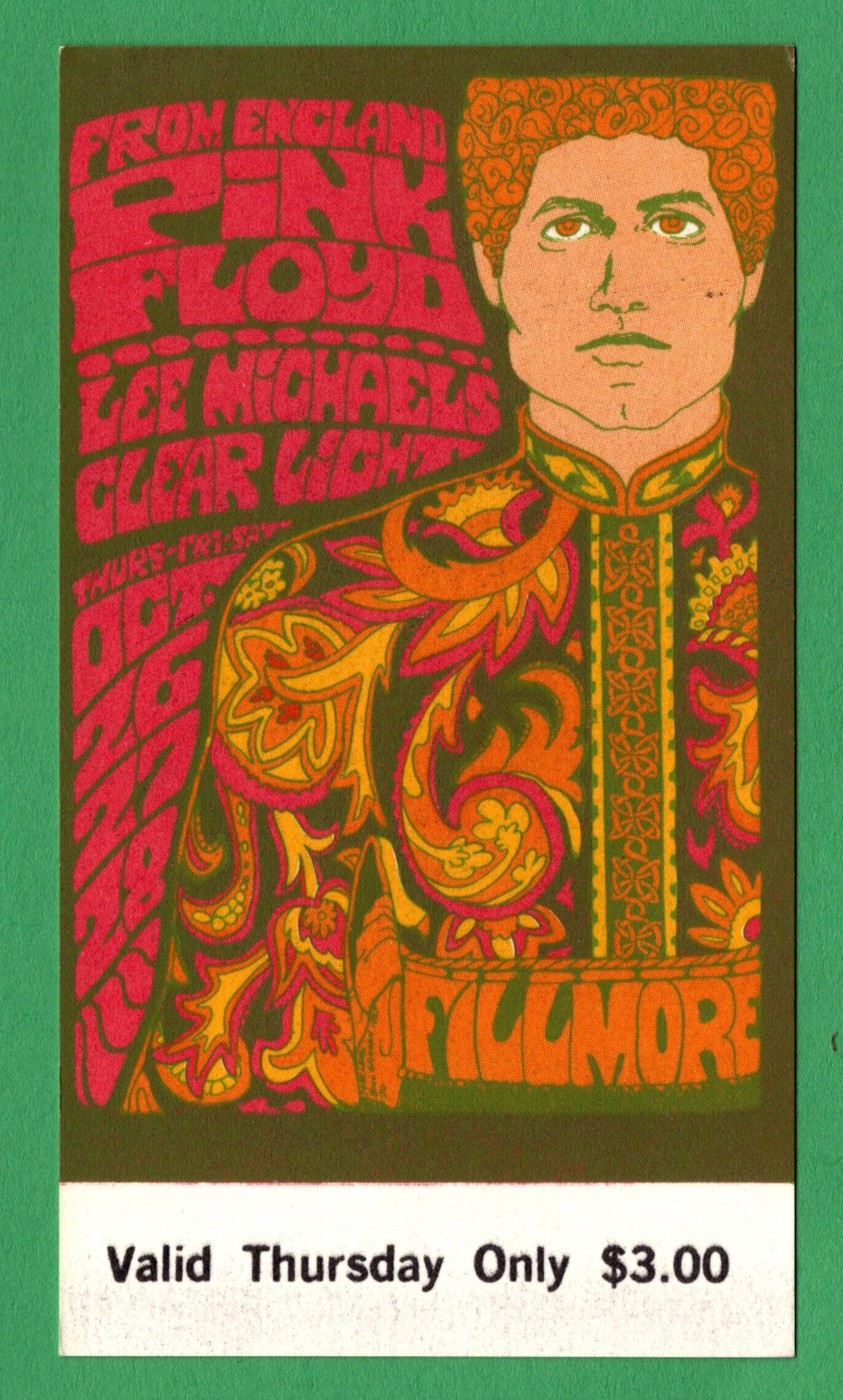 Pink FLoYd -LEE MichaeLS-CLear Light-BG90 BiLL Graham FiLLmore ThursdaY Ticket