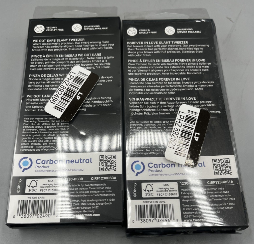 Lot Of 2 Tweezerman Mickey/Minnie Mouse Slant Tweezer, New In Box