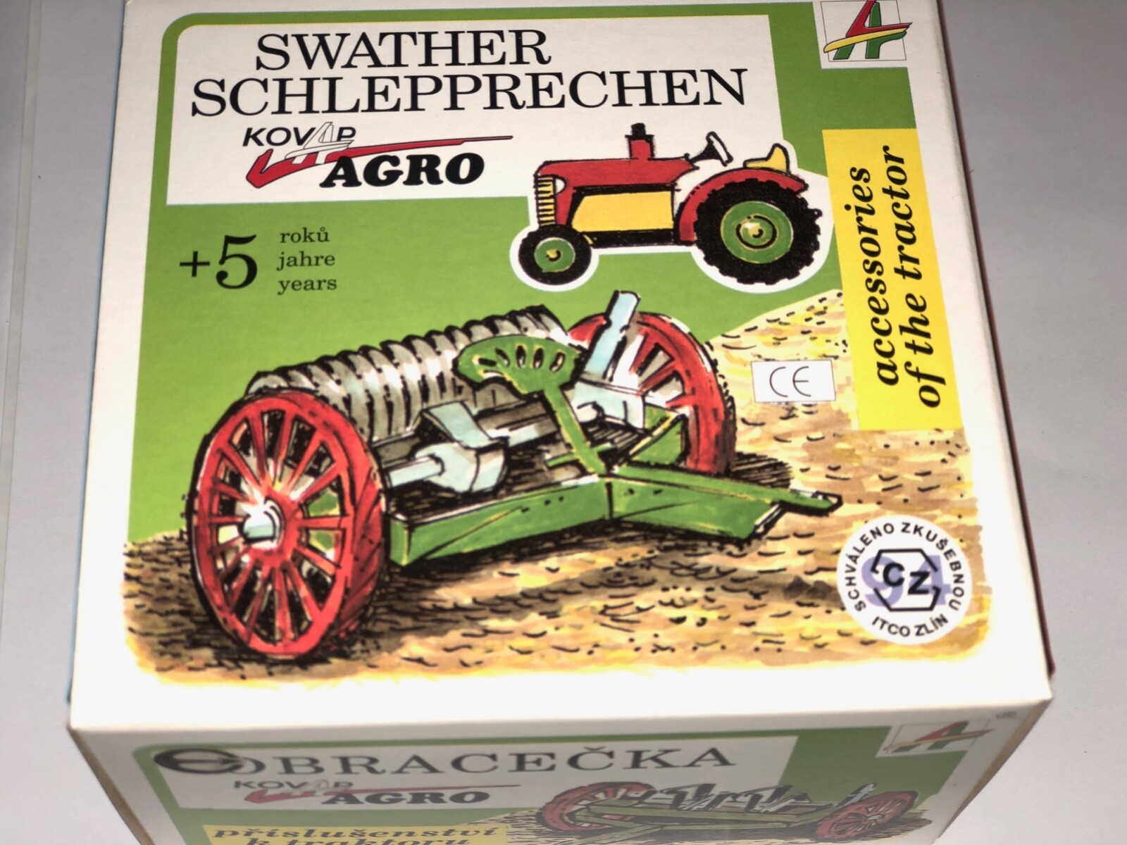 TIN TRACTOR FARM IMPLEMENT VINTAGE TILLER MINT IN BOX TOY GREAT DISPLAY