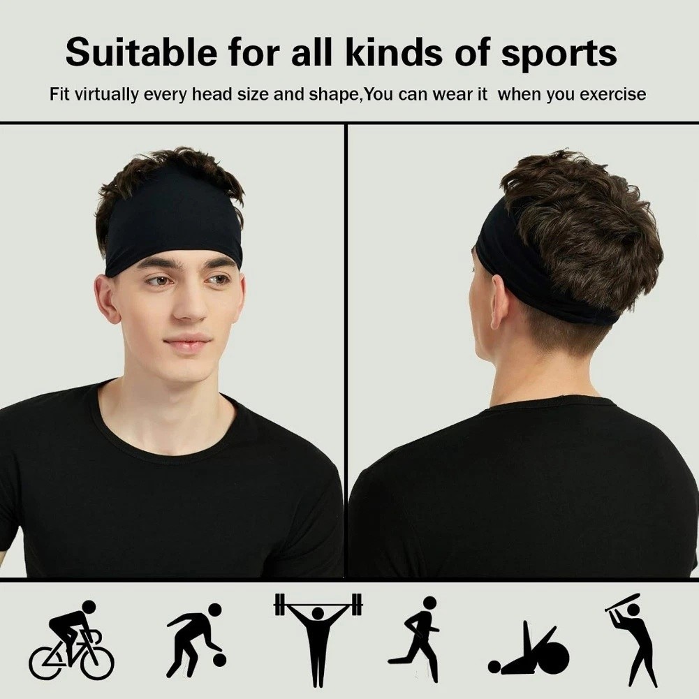 5 Pack Sports Headbands for Men & Women, Moisture Wicking Workout Sweatbands US