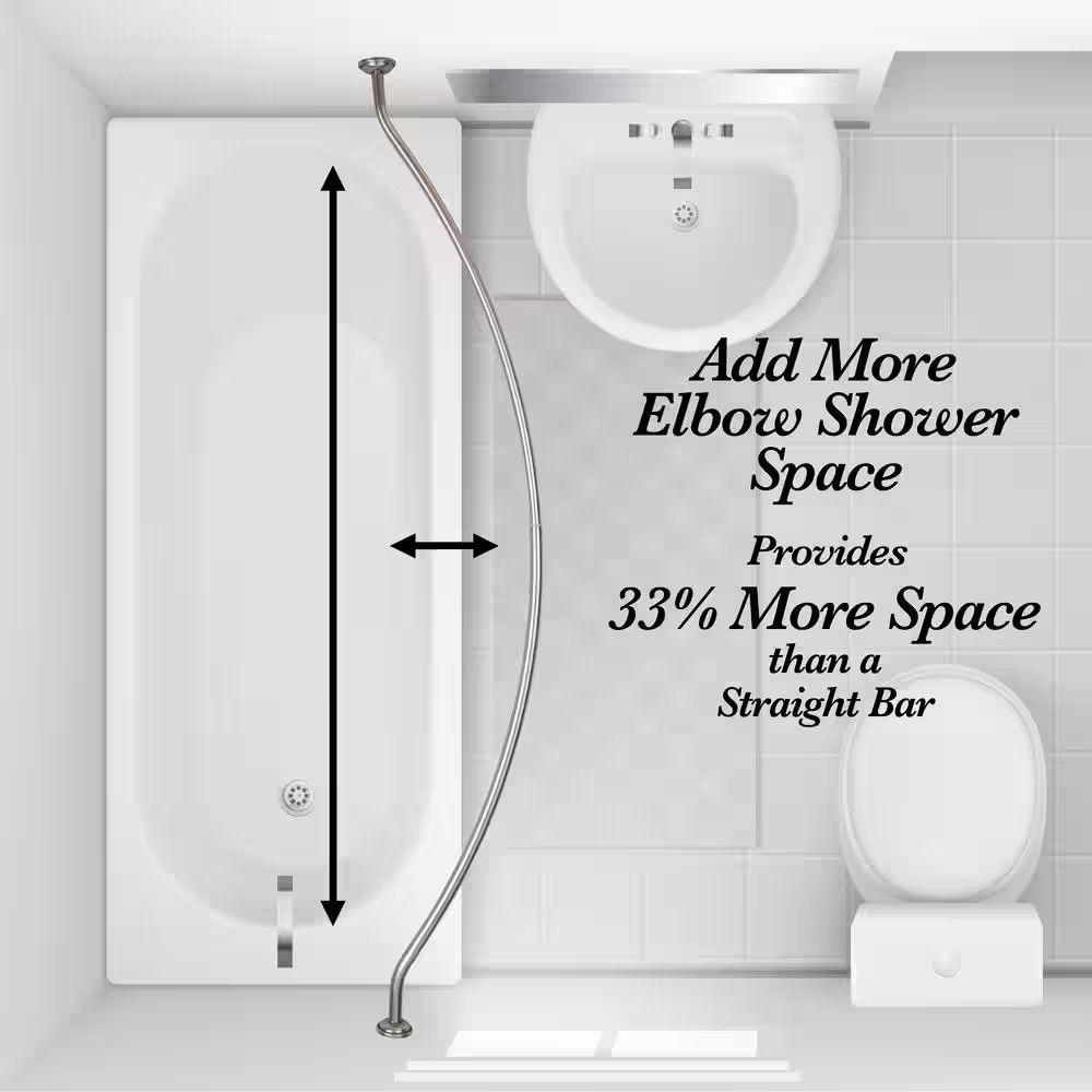 Curved Wall Mounted Rod in Satin Nickel