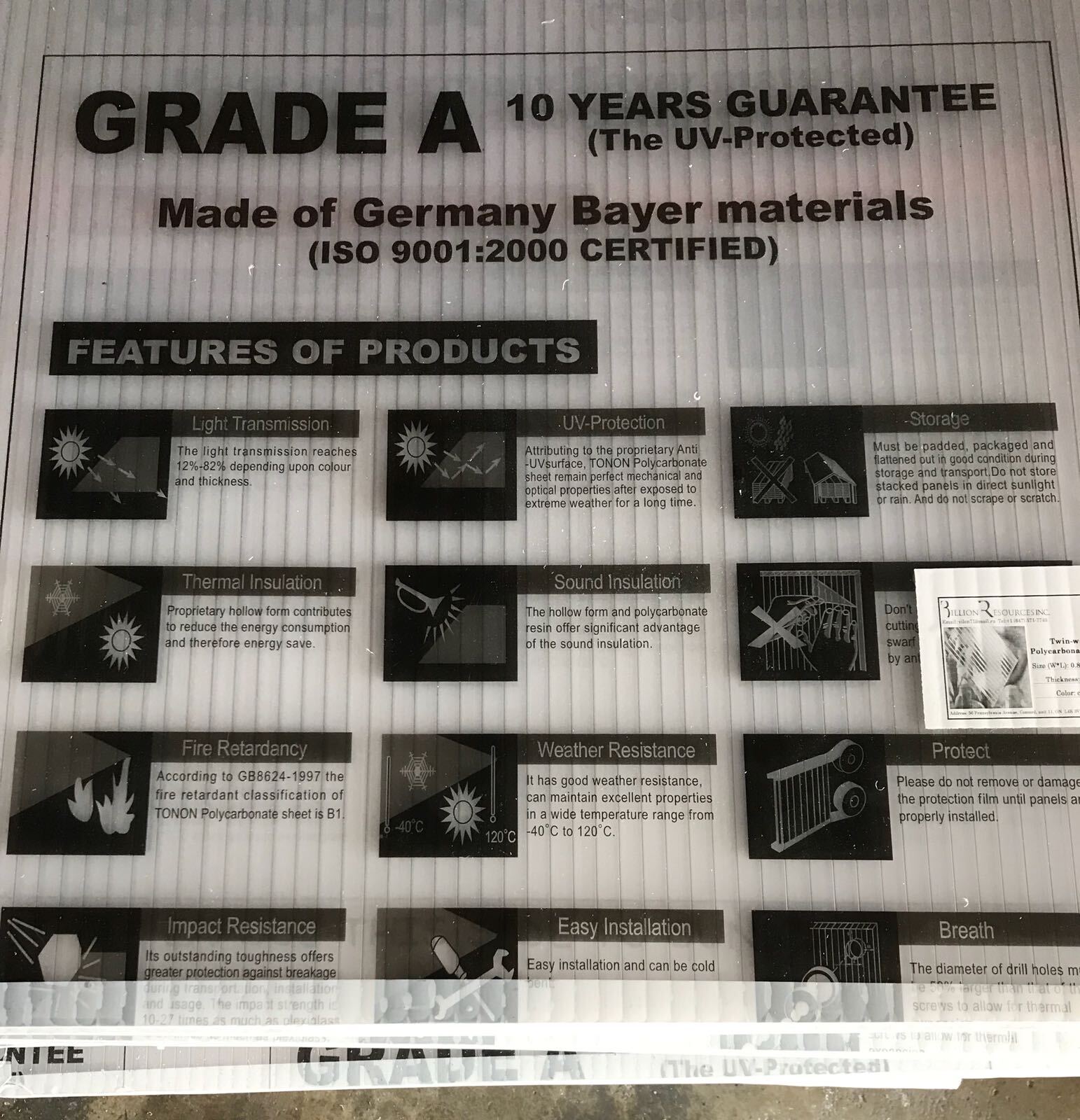 Twin Wall Polycarbonate Panel 4'x8', 3'x8',4'x12', 3'x12',4'x16 - 8,10,14 mm