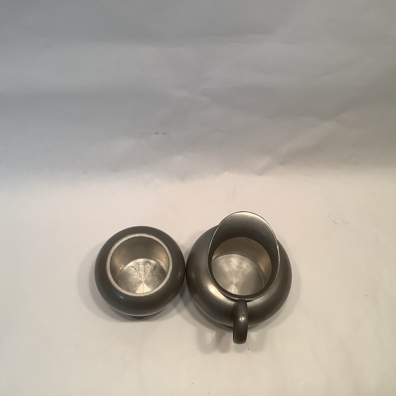 Meeuws & Zoon Den Haag Pewter Cream & Sugar Set Vintage Primitive Colonial Farm