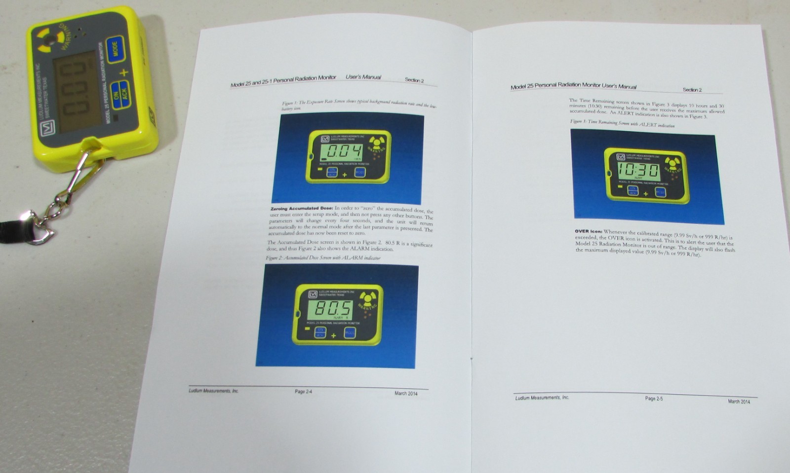 Ludlum Model 25 Personal Radiation Monitor Geiger Counter Detector Dosimeter