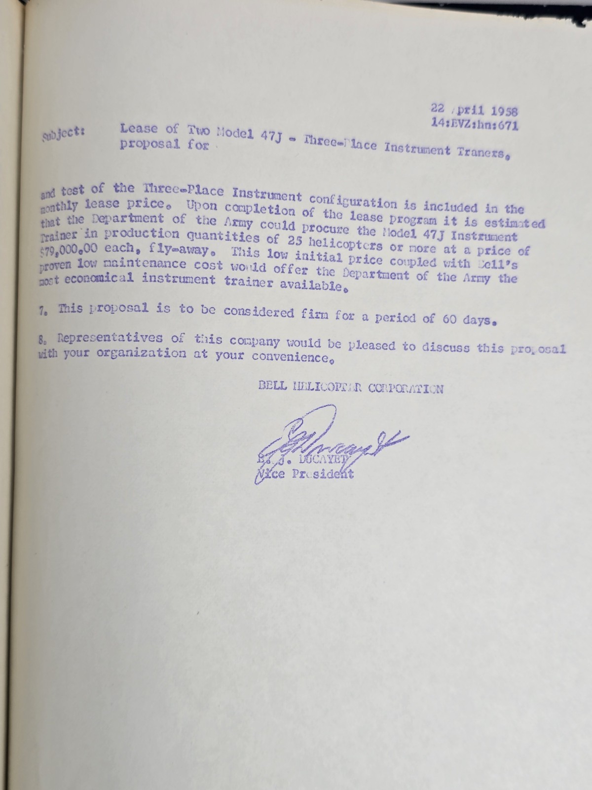 Rare 1958 Bell Helicopter Proposal Report 47-945-049 Jeffrey Evans Archive
