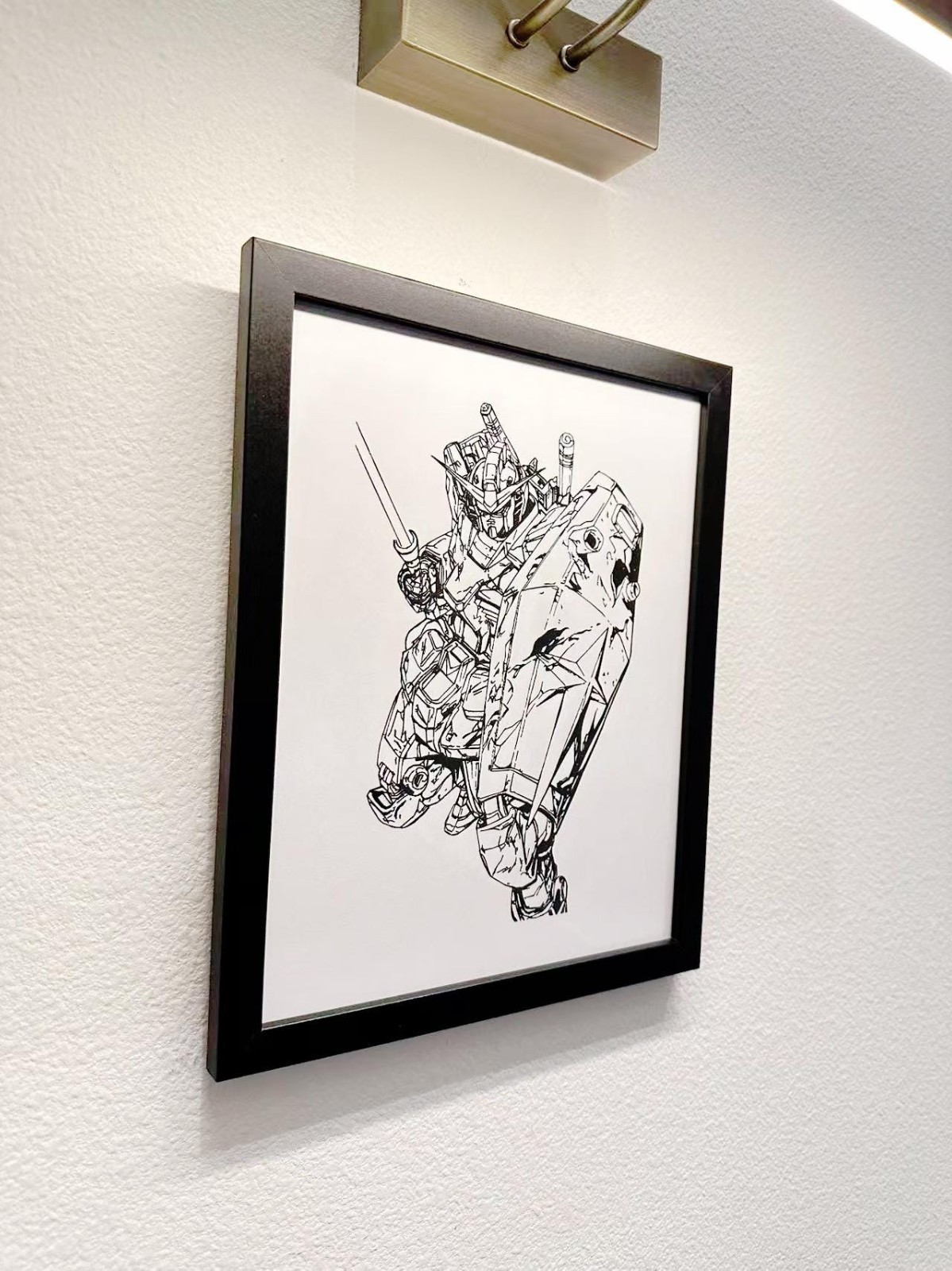 Hand Drawn (Not a Print) Gundam RX-78 Framed Pen & Ink Art Drawing
