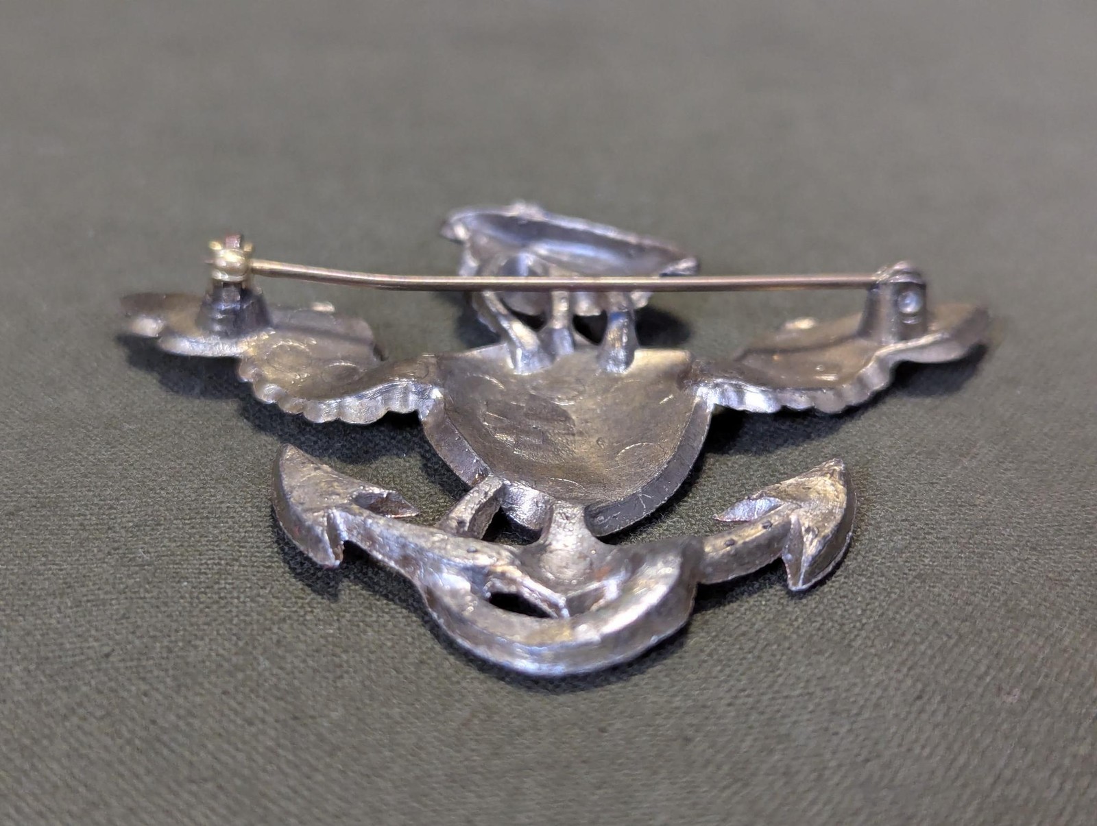 WWII US Navy Pilot Sweetheart Pin Brooch USN Vintage 1940s Anchor Wings Hat