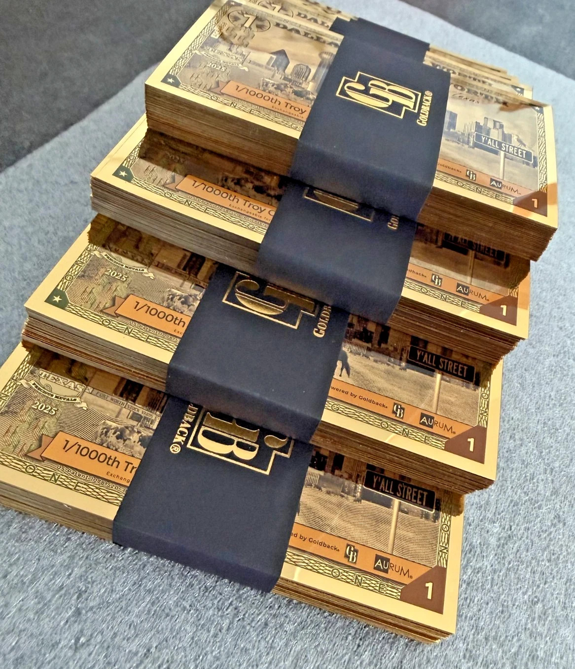 1 DALLAS FORT WORTH Goldback Aurum Gold Foil Note 1/1000 oz 24kt .999 Fine GOLD