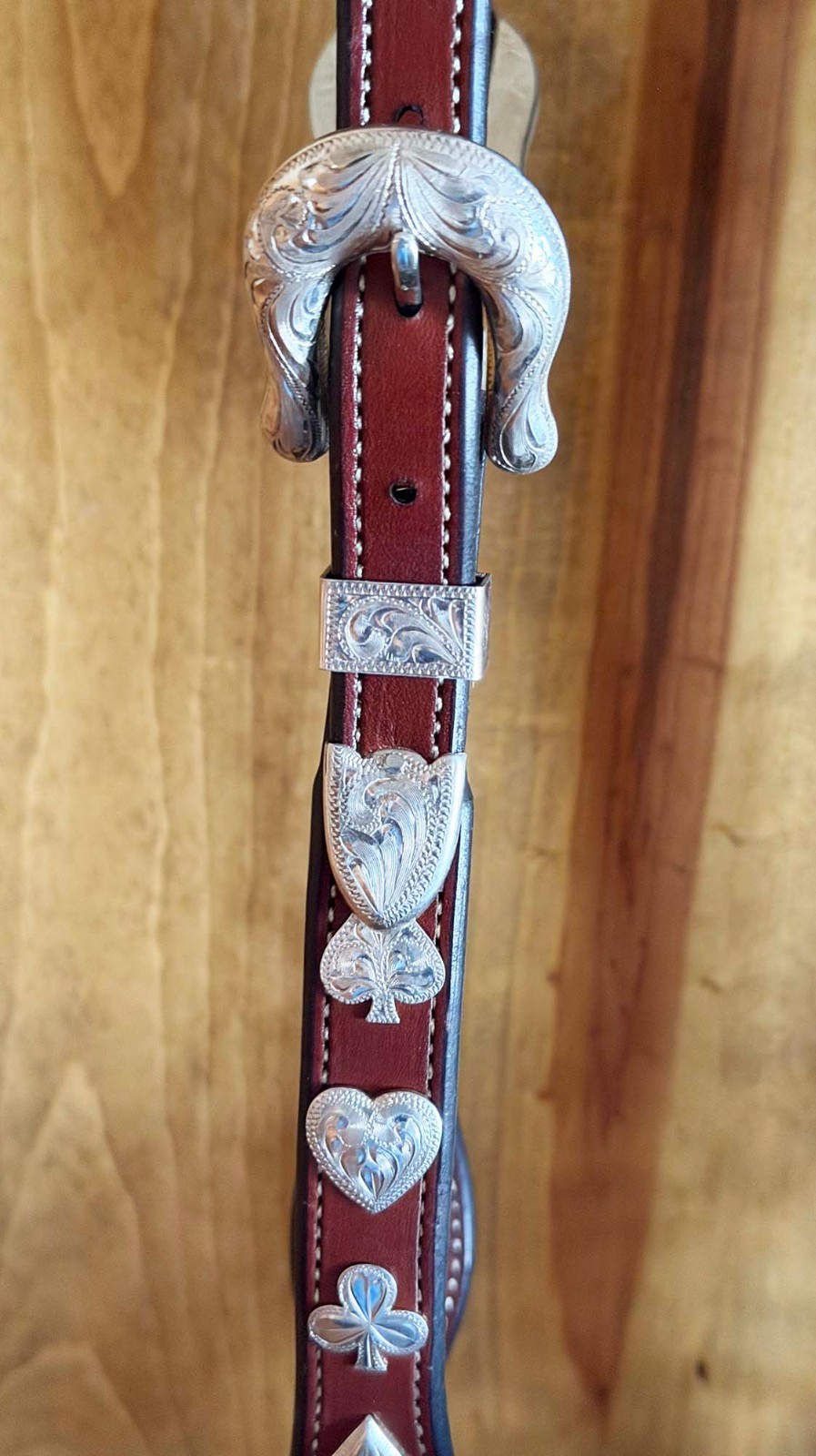 EXQUISITE Sterling SILVER Card Suit FIXED EAR HEADSTALL By TONY Of NEVADA