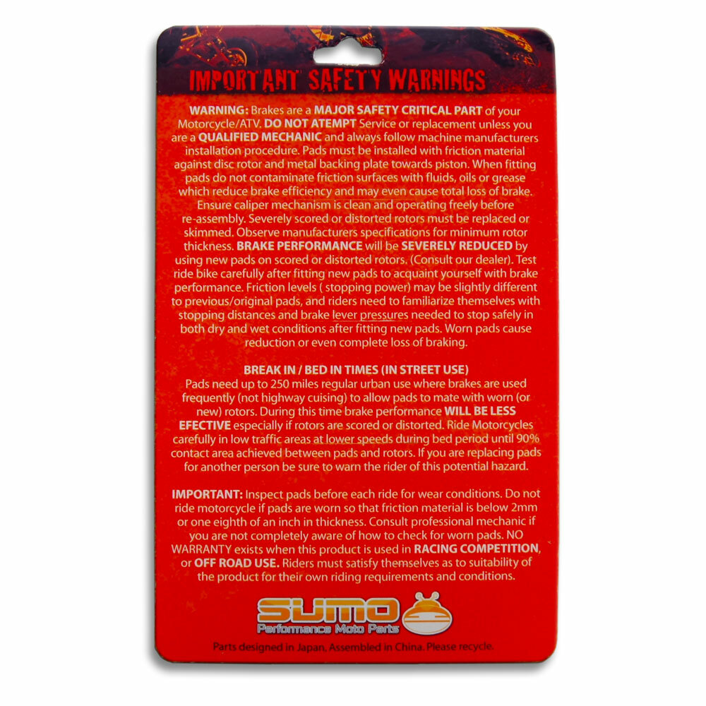 Front+Rear Brake Pads for Yamaha YZ125 YZ250 (2T)[2008-2023] YZ 450F [2008-2019]