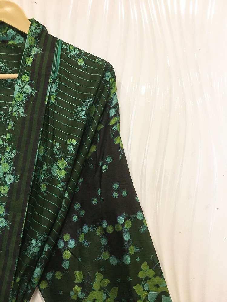 Pure Silk Green & Black kimono Long Robe Gown Girl's Woman Silk Kimono KMO5584