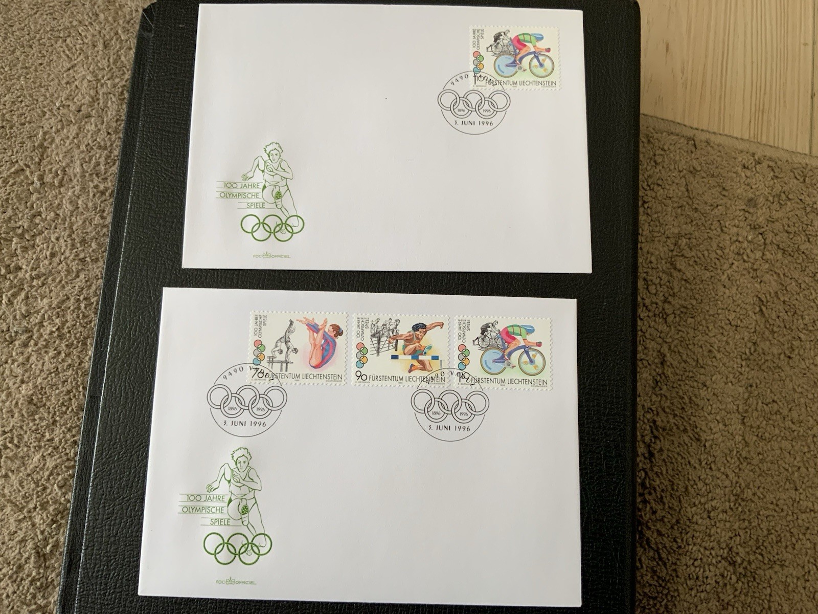 Liechtenstein 1996 #1079-1081 Olympics - 4 FDCs