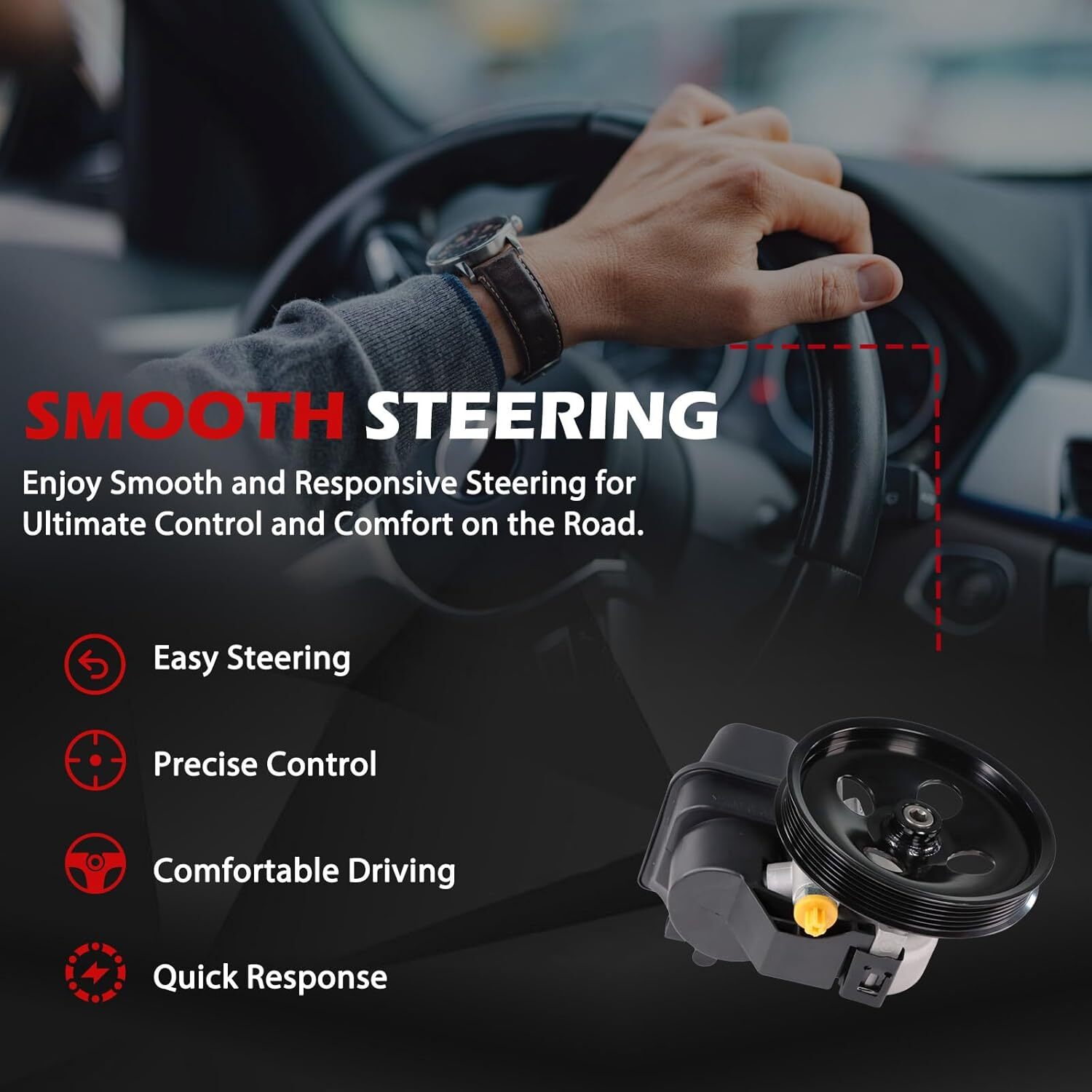 Power Steering Pump 20-65990 w/Pulley For 2002-2006 Trailblazer EXT & Envoy 4.2L