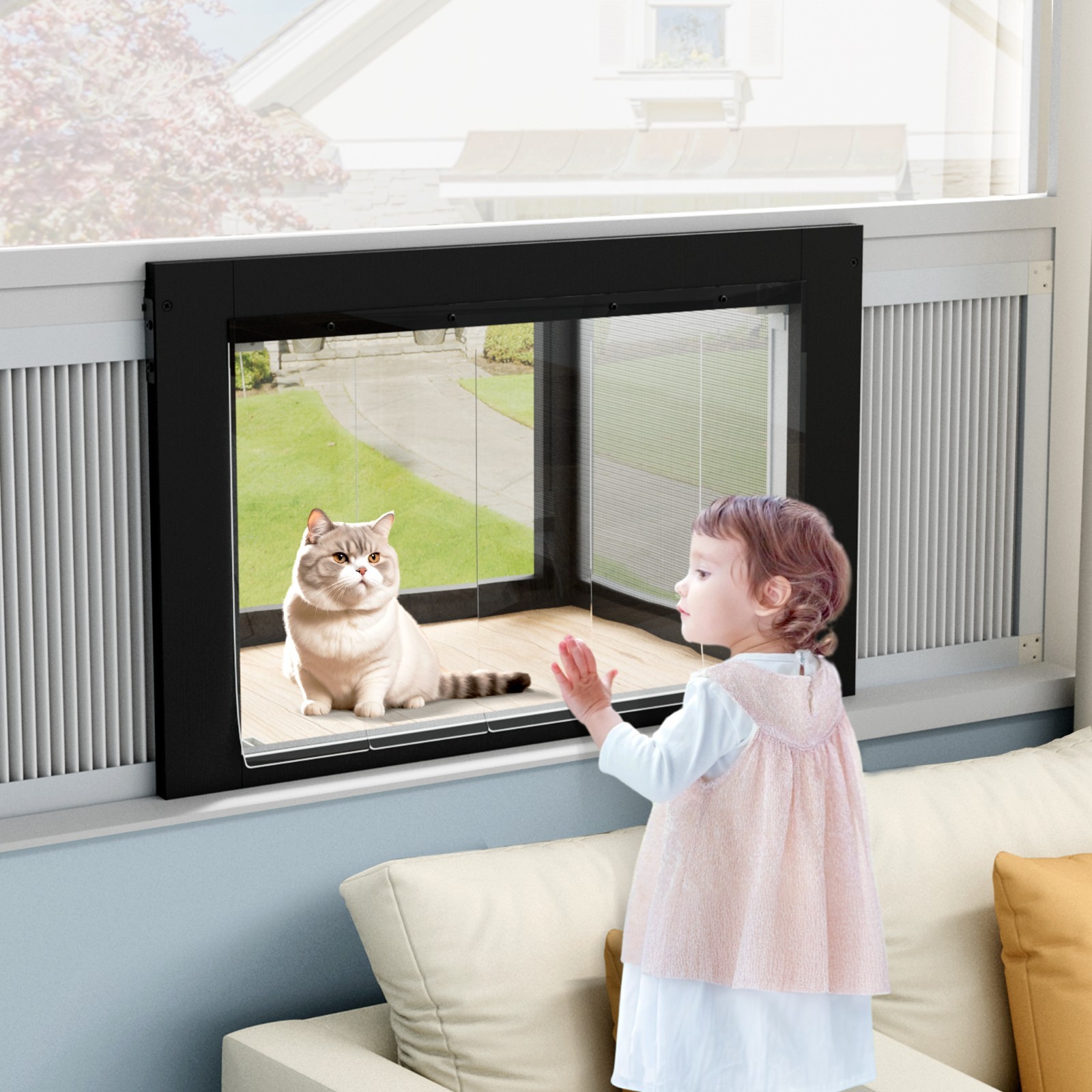 Cat Window Box, Catio Outdoor Cat Enclosure with Bug Proof Wire Mesh