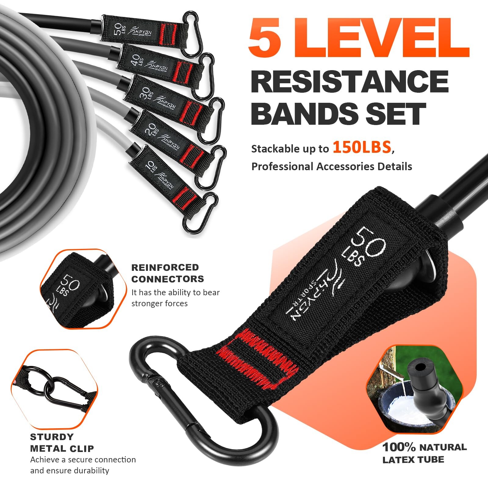 Resistance Band with Handles & Door Anchor and Ankle Straps, for Exercise, Fi...