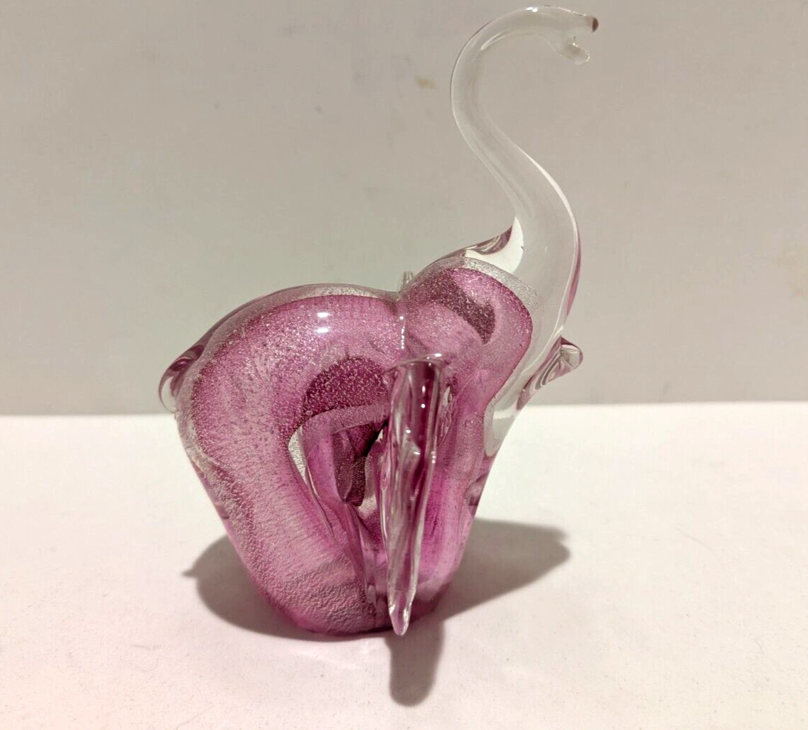 New glass elephant figurine Clear/ Pink