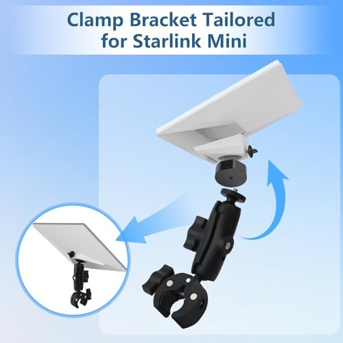Starlink Mini Mount, Clamp RV Pole Mount, Adjustable Clamp for
