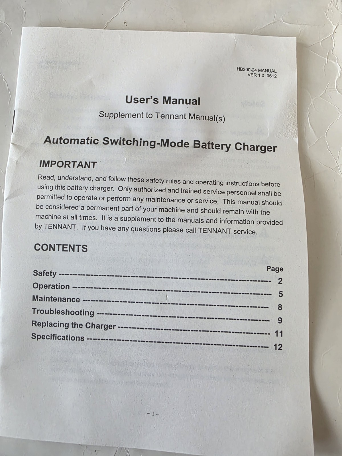 Tennant 1073638 Offboard Charger 24V 11A Var Vac 1PH 50/60HZ By Signet Systems