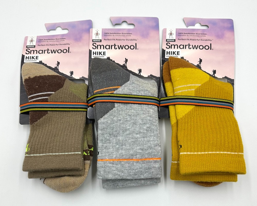 3 Pack Smartwool Women's Hike Merino Wool Crew Socks Size Med 3 Colors Mix