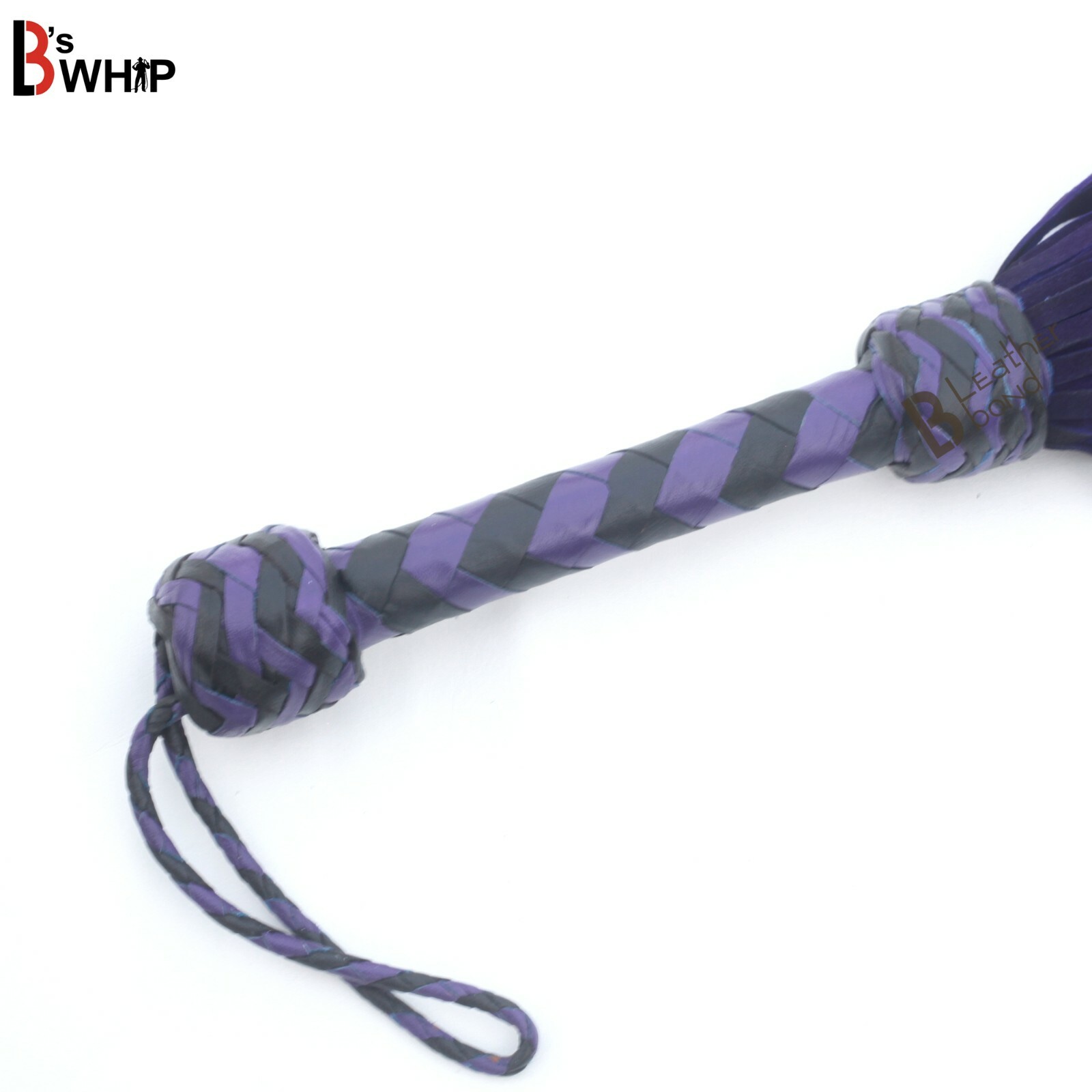 Real Cowhide Suede Leather Flogger 75 Falls Purple Black Heavy Thuddy whip