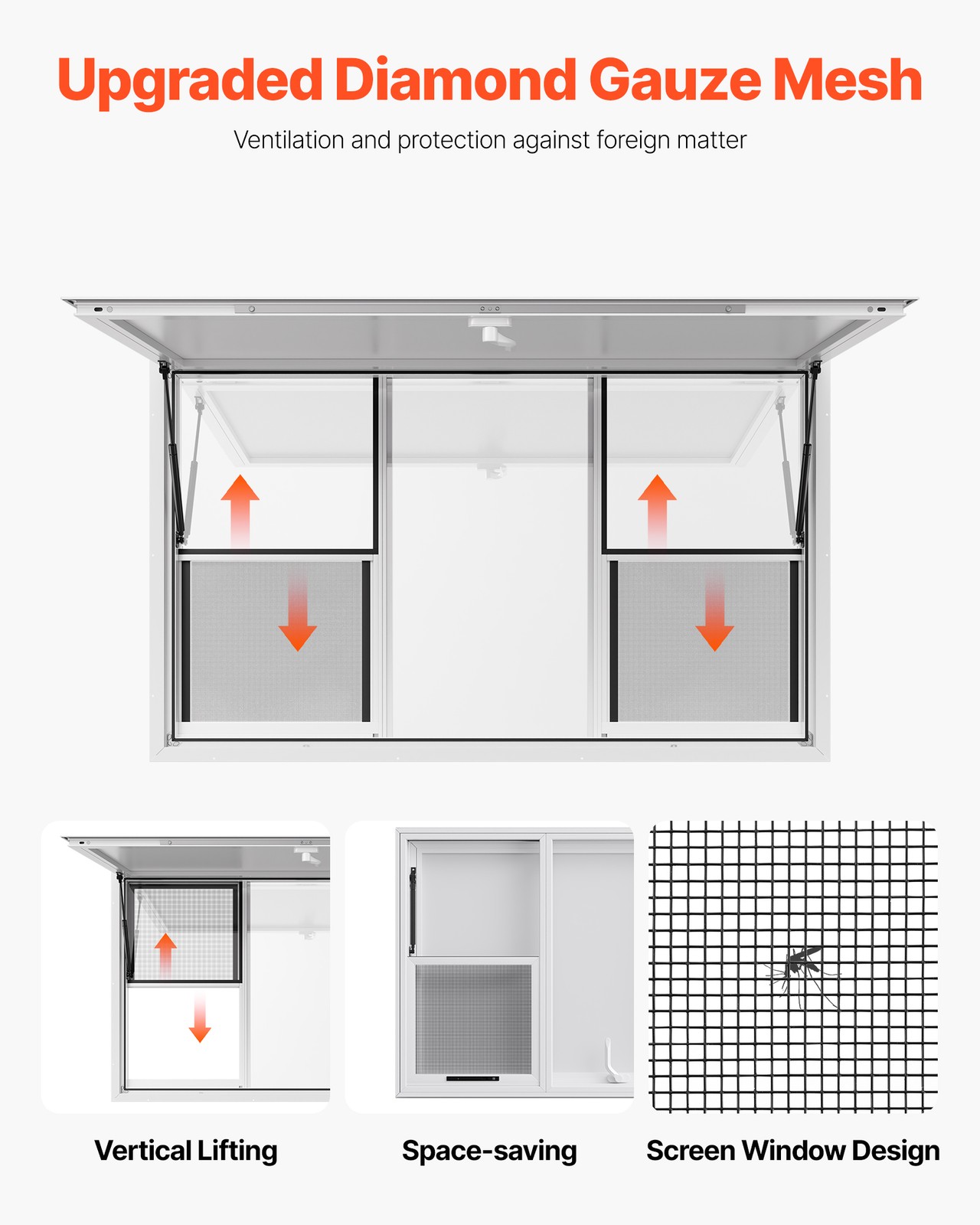 VEVOR 60x36in Concession Stand Serving Window Food Truck Service Awning Aluminum