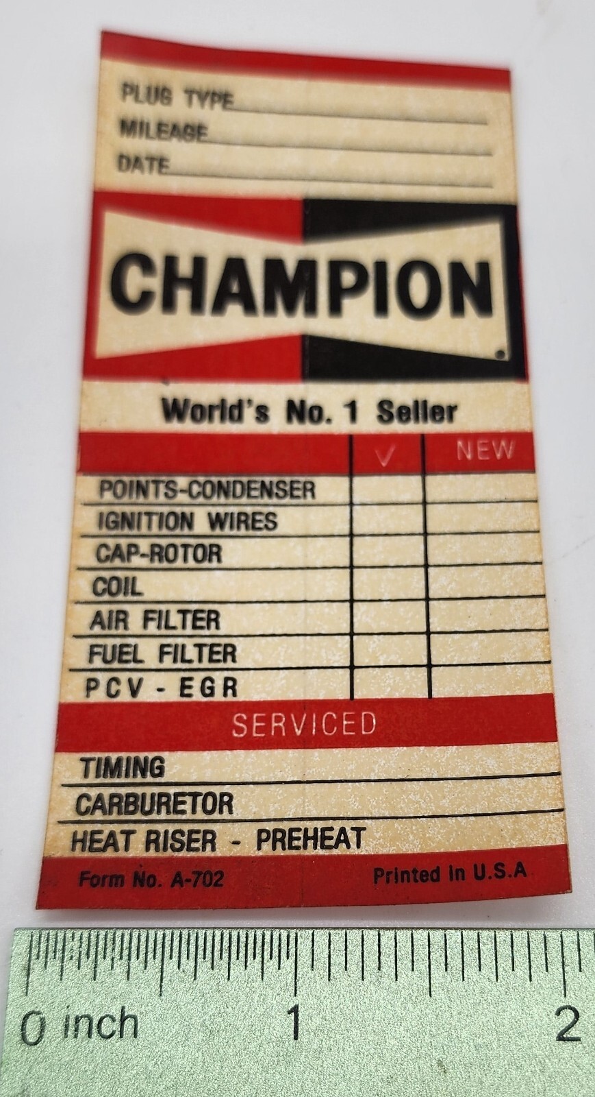 Vintage Champion Spark Plug Service Sticker