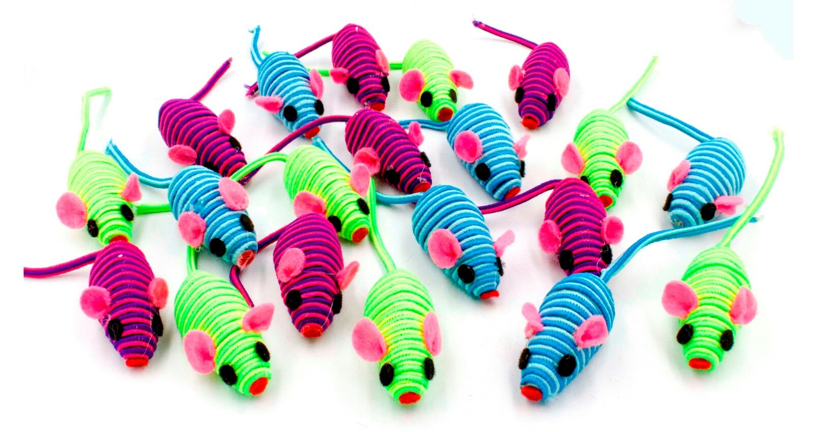 20 Hypno Colorful Mice Rattle Sound Interactive Catch Play Teaser Cat Toy Mouse