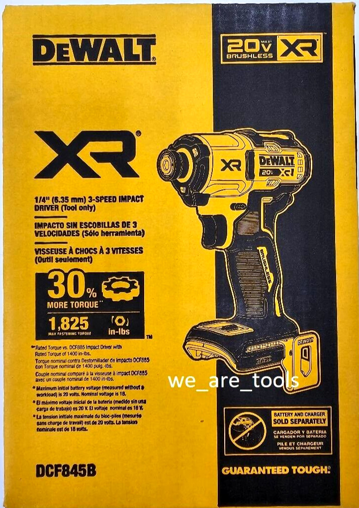 Dewalt DCF845B 3-Speed Brushless 20V Cordless 1/4 Impact Driver DCF845