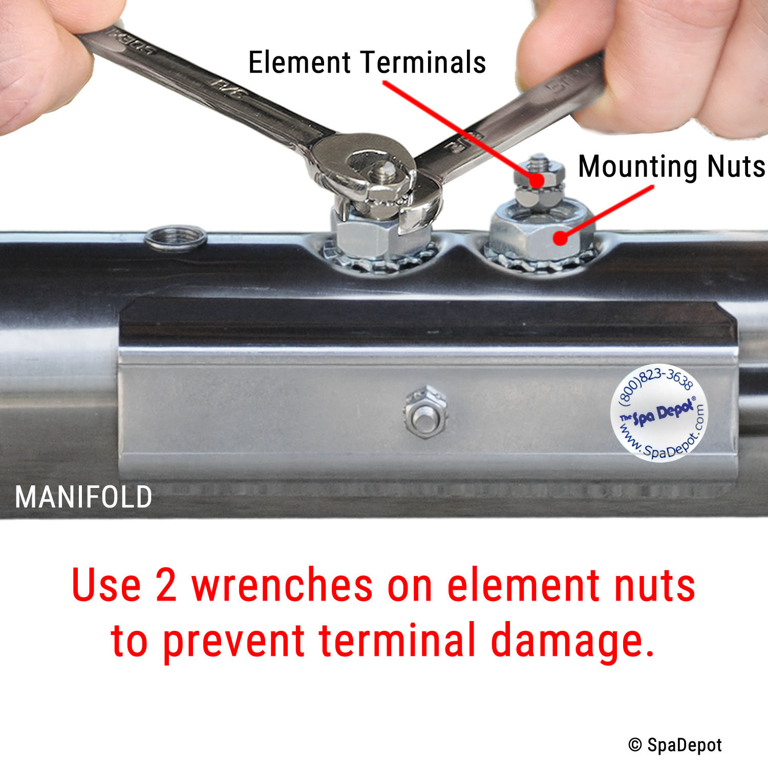 Universal Flo-Thru Spa Heater Element for Hot Tub 10in -Choice: 4.0 kW or 5.5 kW
