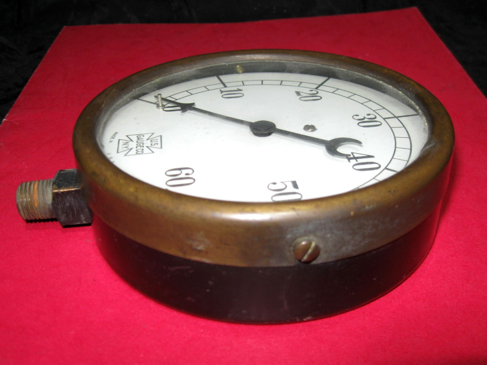 Antique US Gauge Co Brass Steam 60 PSI Gauge Boiler Engine GREAT STEAMPUNK