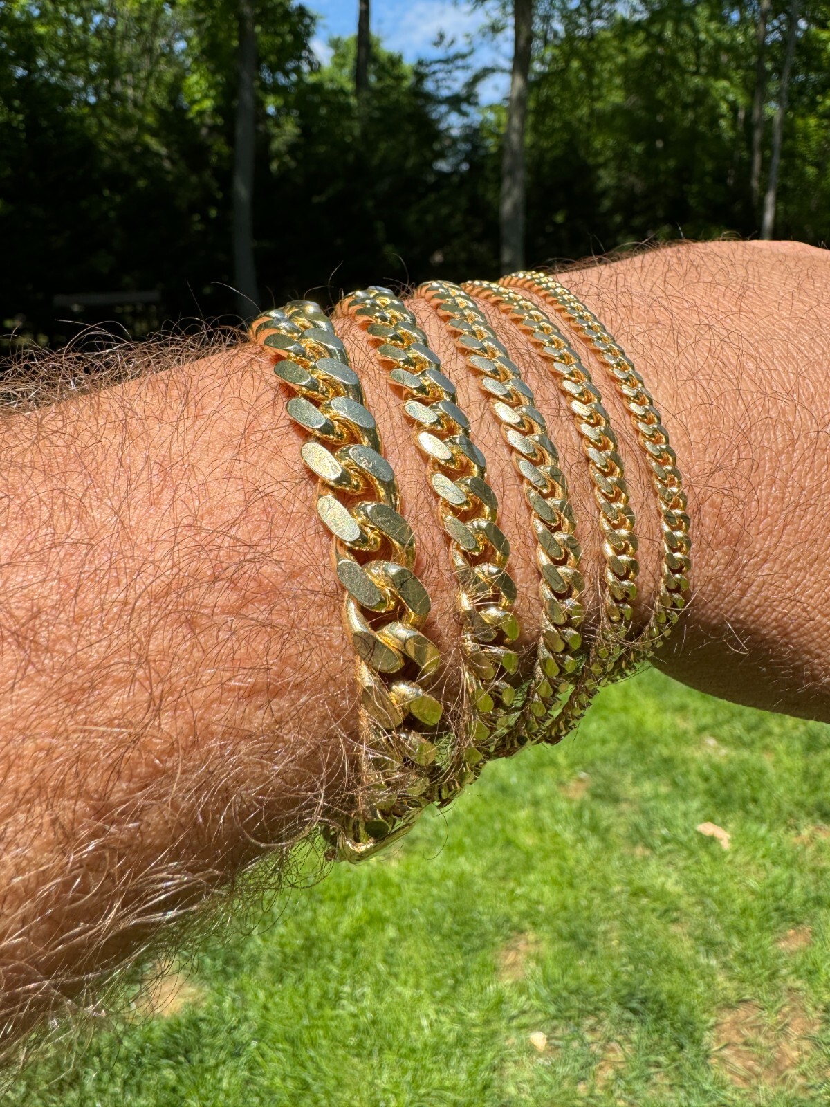 Mens Real Solid 14k Gold Vermeil 925 Silver Miami Cuban Bracelet 4-10mm 6.5-9"