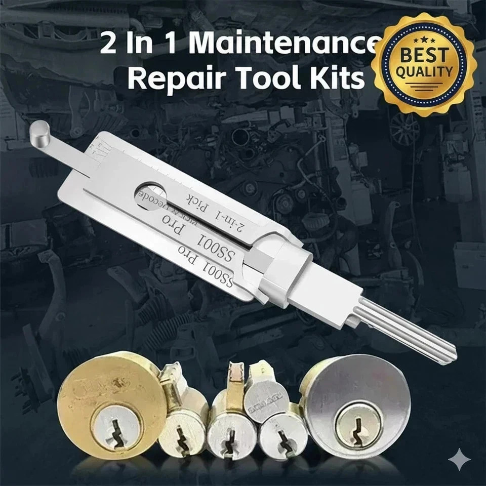 2 In 1 SS001 Key Decoder Perfect Match For Key Picking Hook Tool Stainless Steel