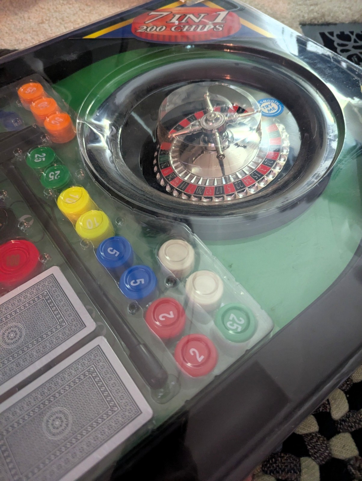 🎲 HIGH STAKES AT HOME – 7-in-1 Casino Game Set w/ Roulette Wheel, Chips & Cards