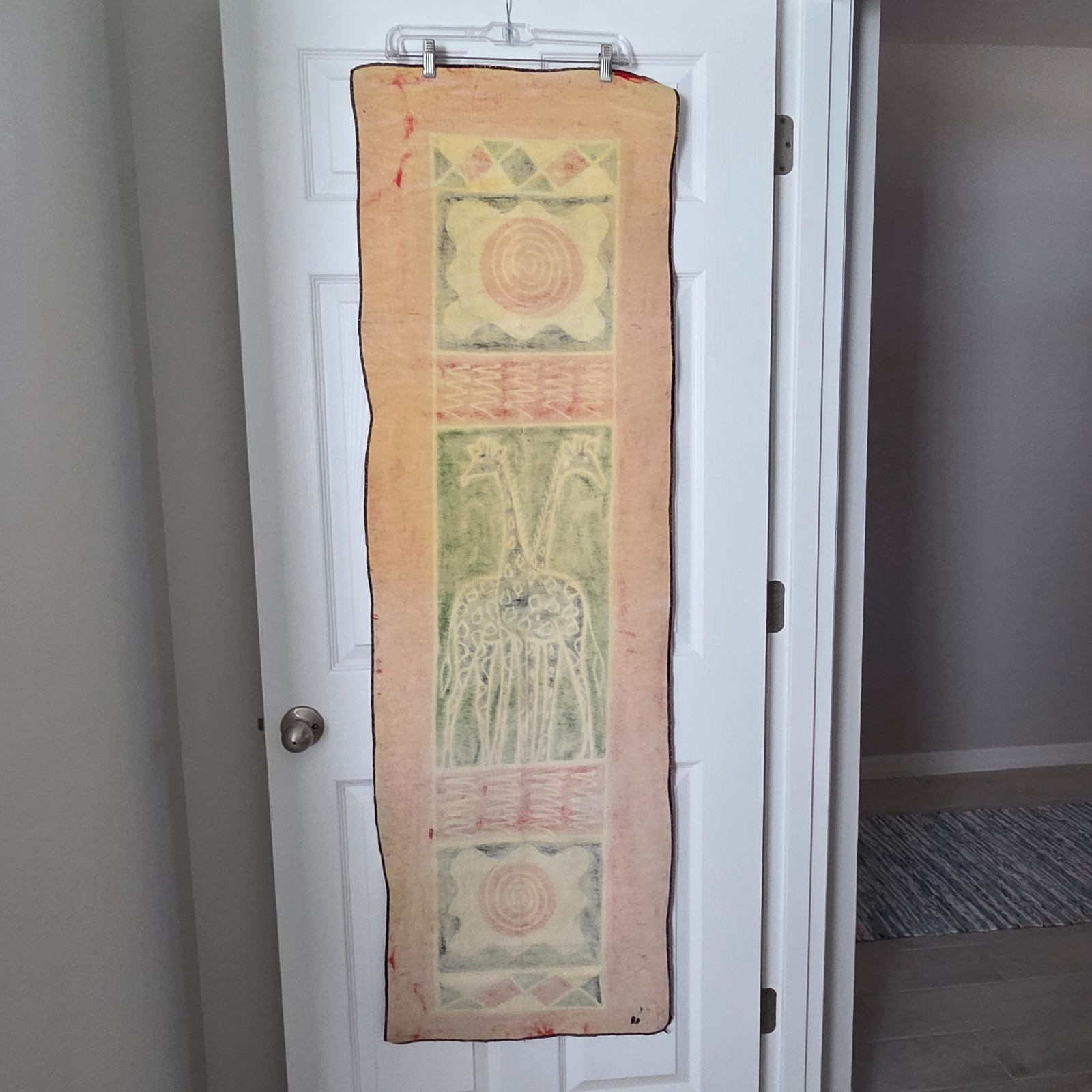 Large Handcrafted Kenyan Fabric Double Giraffe African Wall Art