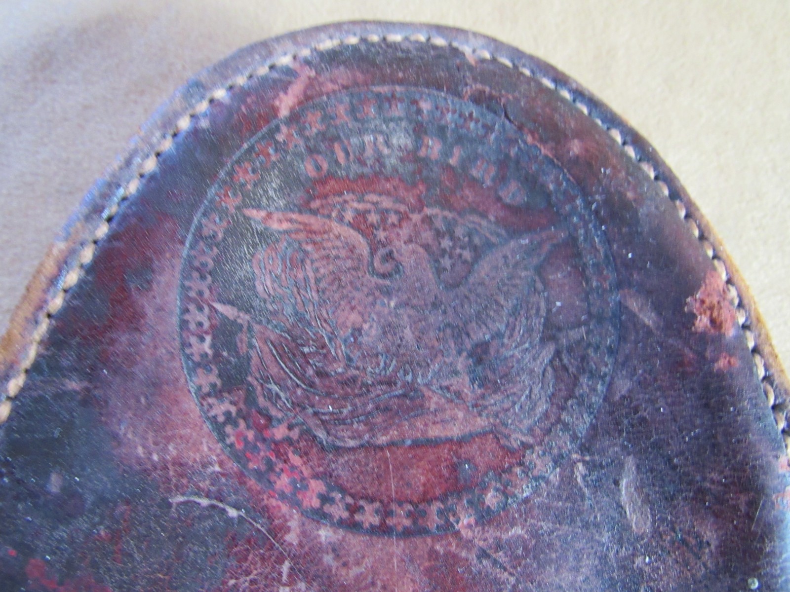 Civil War Patriotic Eagle Our Bird Leather US Cavalry Horse Grooming Brush 1860s