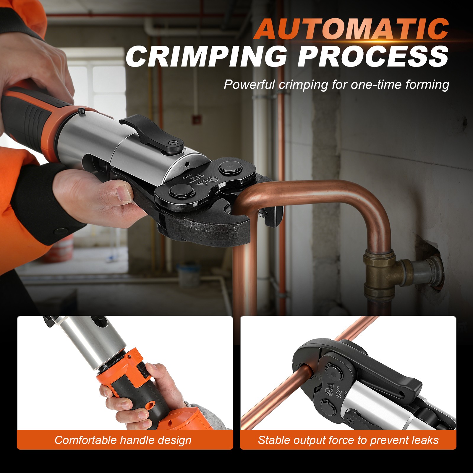 1/2" -2" Pro Press Tool Pipe Crimping Kit Press Tool Battery Kit with 6 Jaws