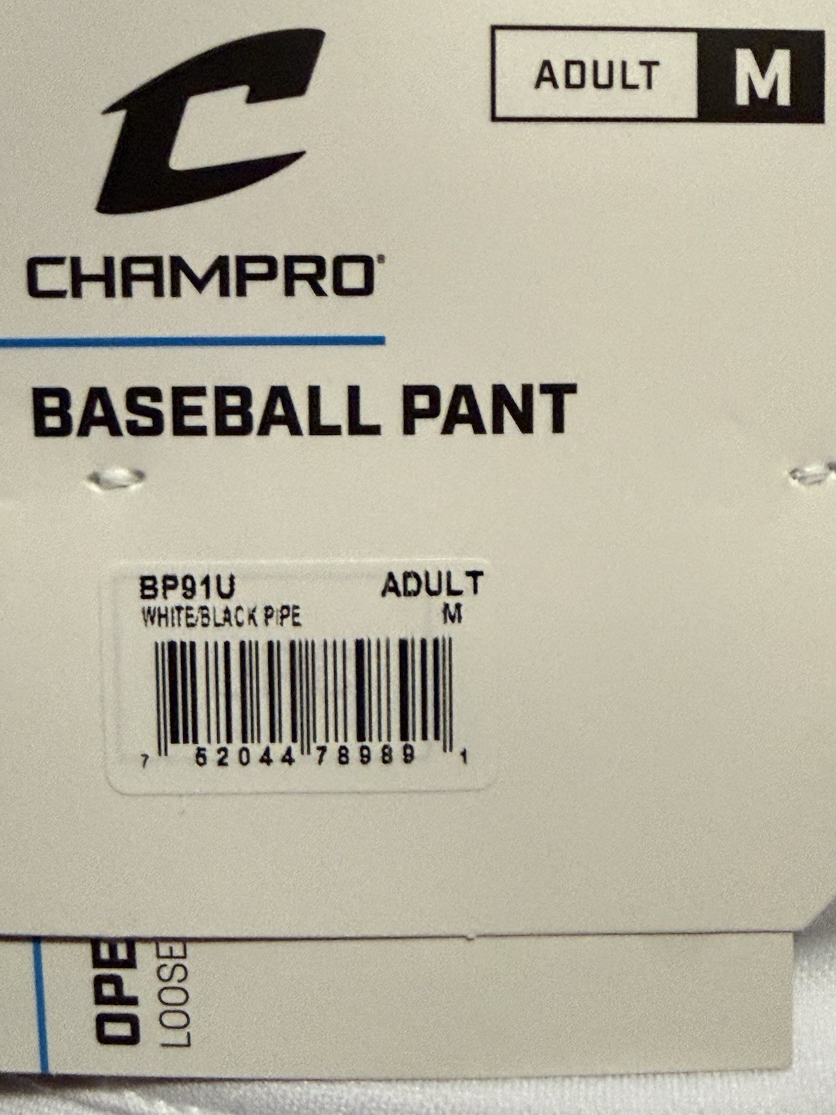 Champro Men’s Adult White With Black Piping Full Length Baseball Pant NWT