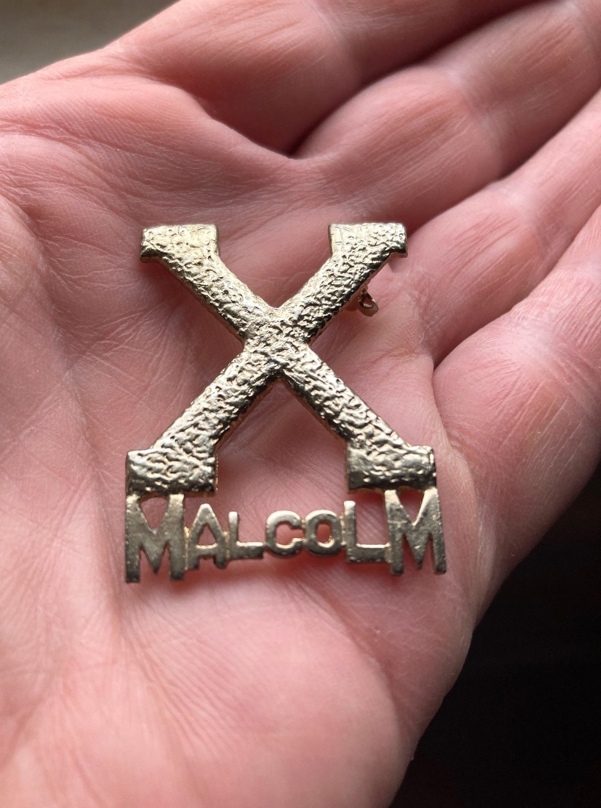 Original Scarce Malcolm X Pin Pinback 3-D from the era of Malcolm