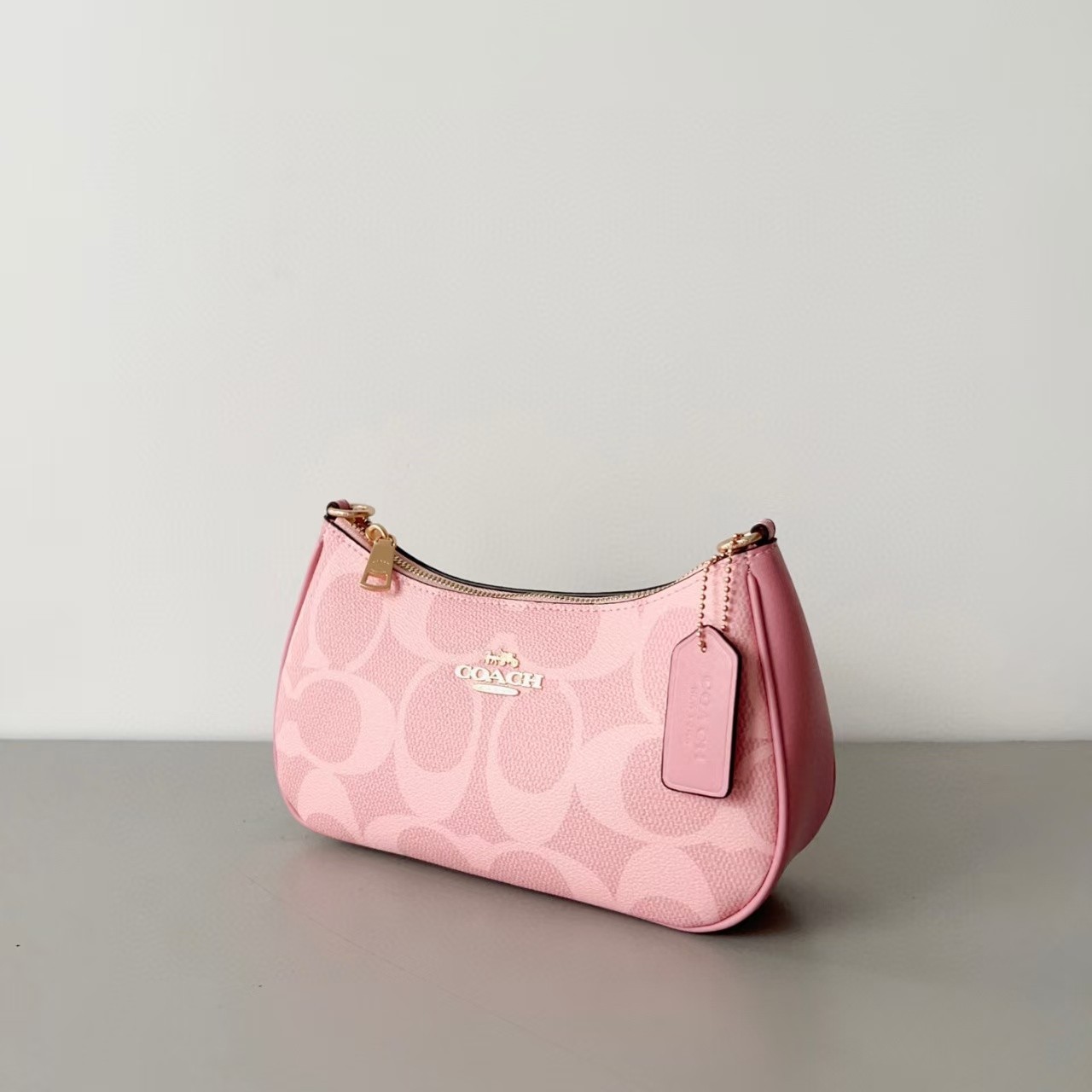 COACH Teri Shoulder Bag In signature canvas/Gold/Powder Pink New CAL51