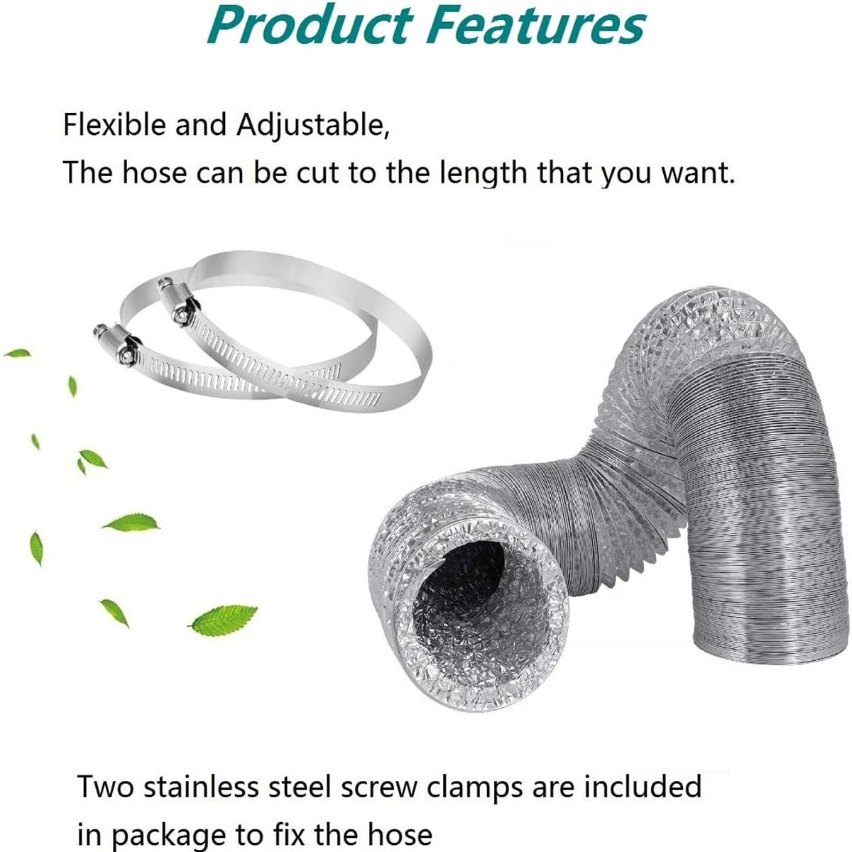 6-Inch Dryer Vent Hose 10 FT Flexible Duct with 2 Clamps for HVAC Ventilation