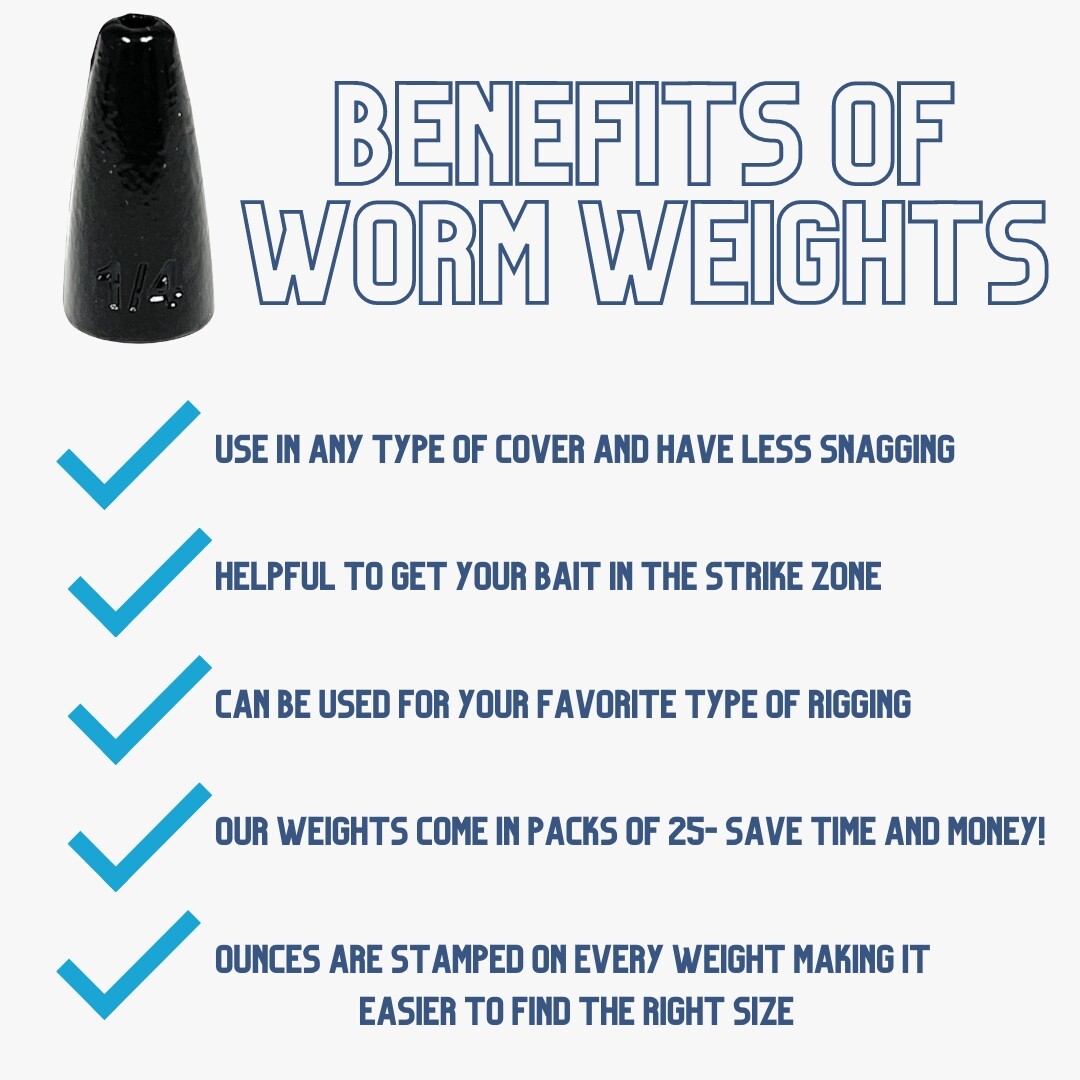 Reaction Tackle Lead Worm Weights / Bullet Sinkers (25 pack) in Various Sizes