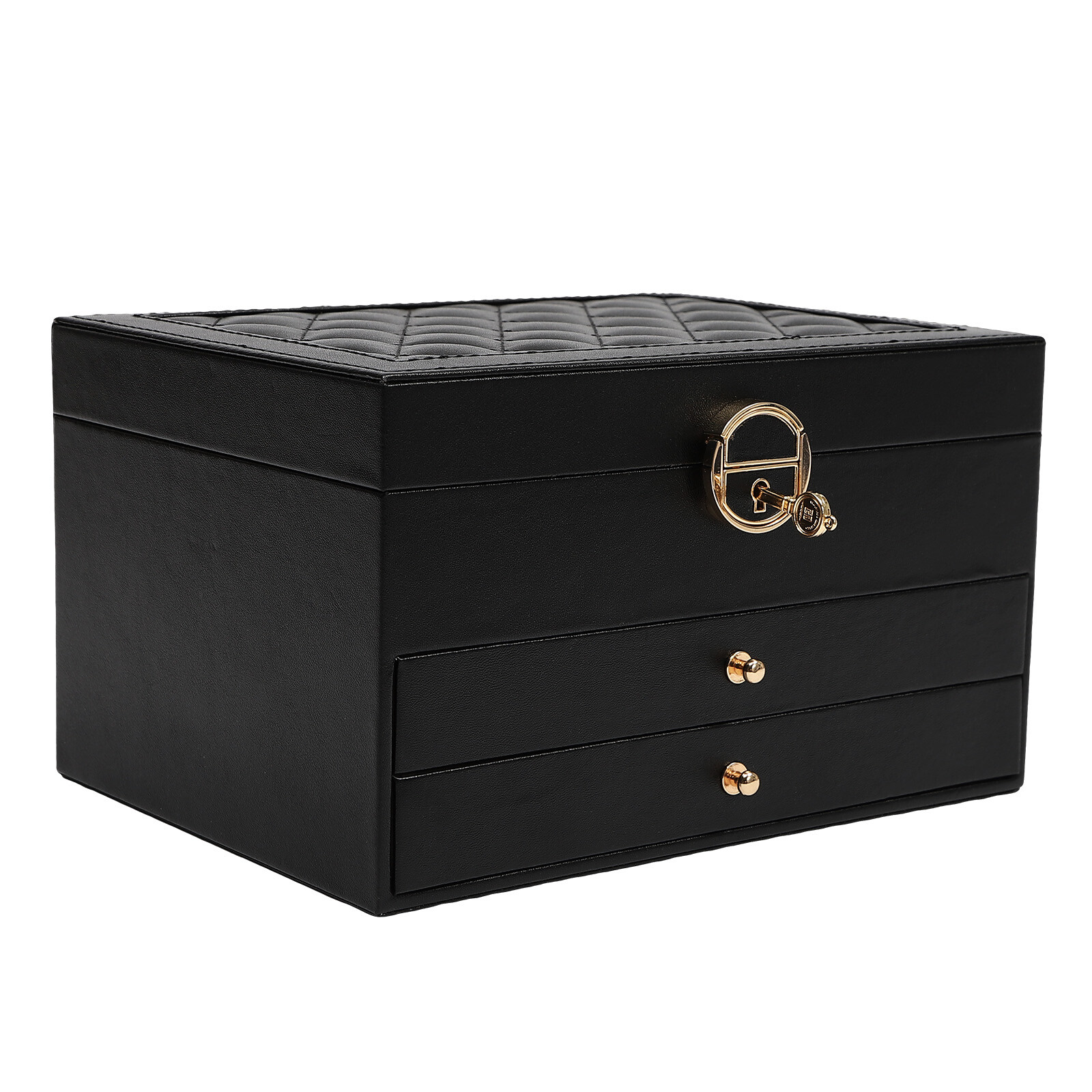 3-Layer Lockable Jewelry Box Organizer with Velveteen Lining