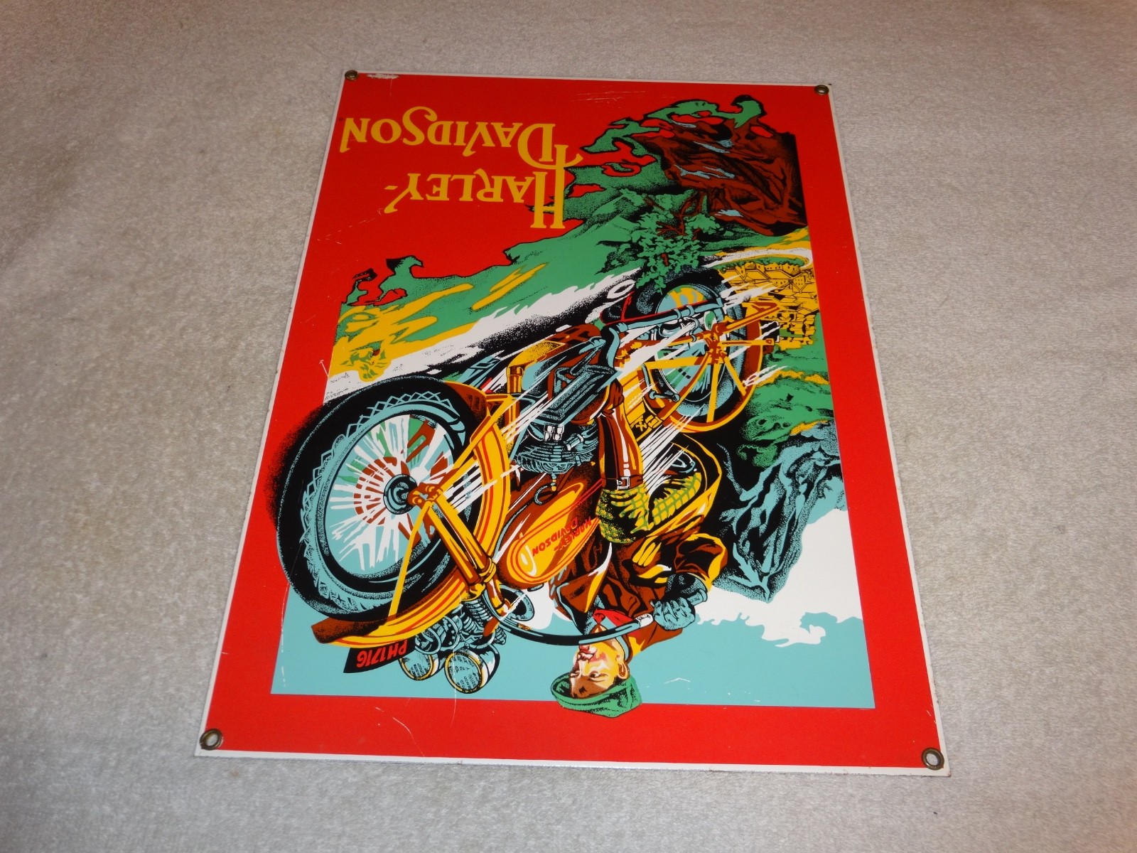 VINTAGE HARLEY DAVIDSON 1929 DL VL MOTORCYCLE 16" X 11" PORCELAIN METAL SIGN