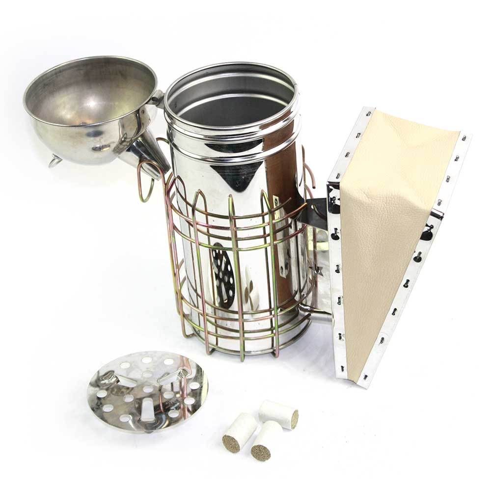 11-Inch Stainless Steel Bee Hive Smoker with 3 Pack Of Smoker Fuel - GLSMKR