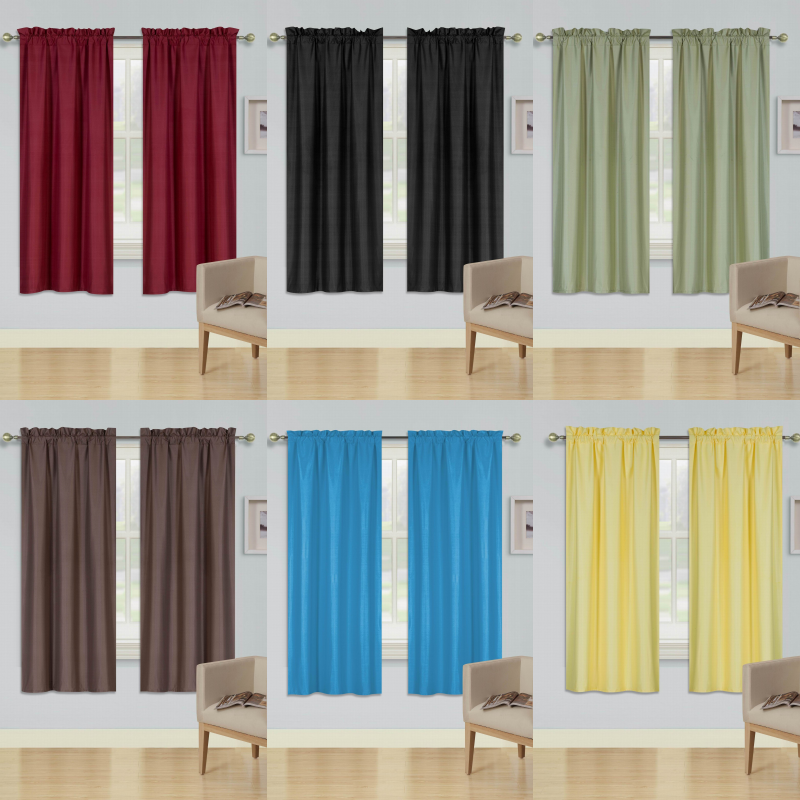2pc set window curtain panel 100% privacy blackout lined drapery for bedroom R64