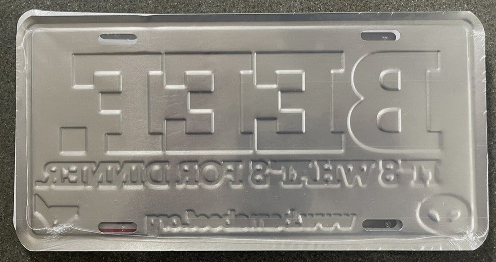 BEEF It's What's For Dinner METAL License Plate - blue Raised Letters EAT BEEF