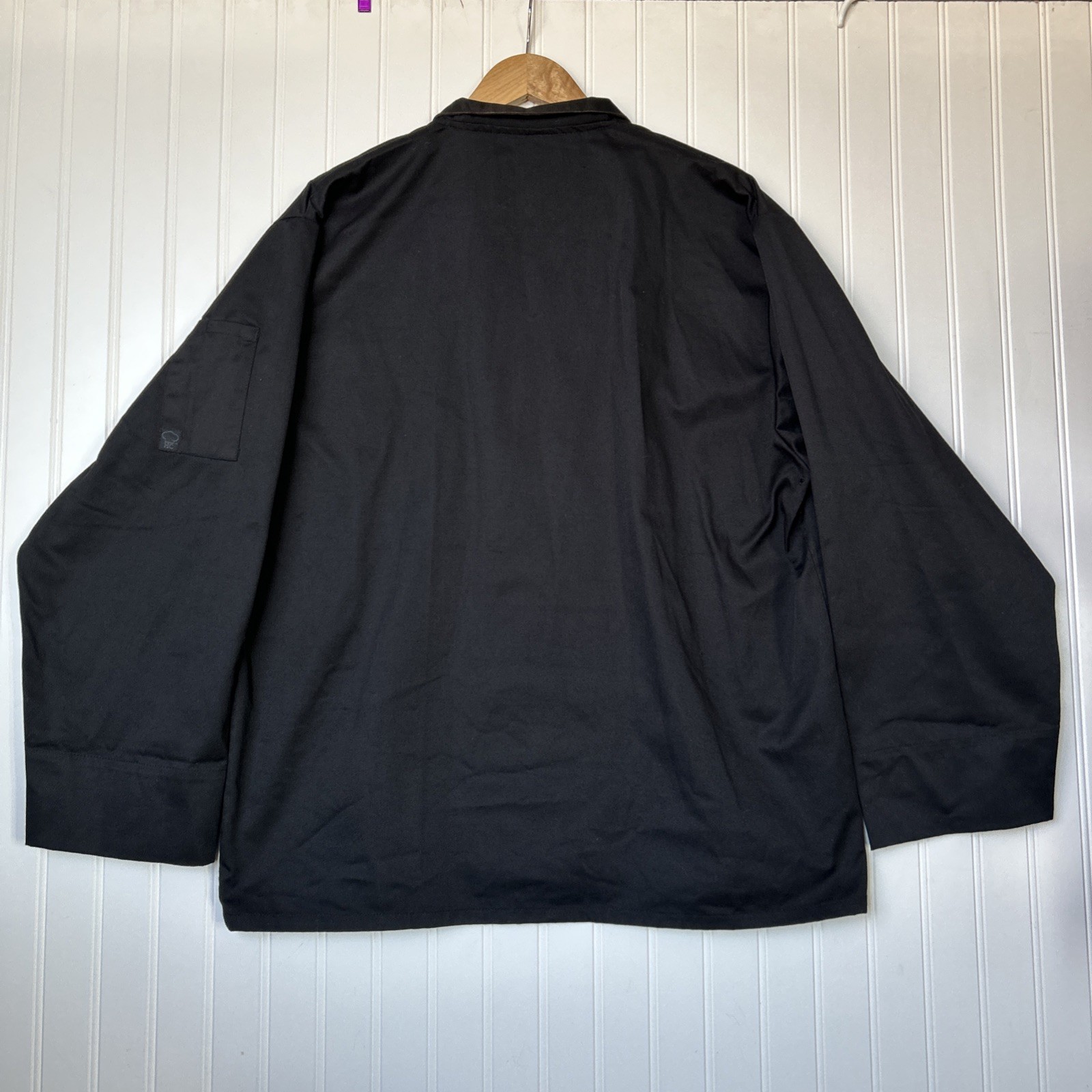 Happy Chef Men's Chef Coat Black Button-Down Long Sleeve L