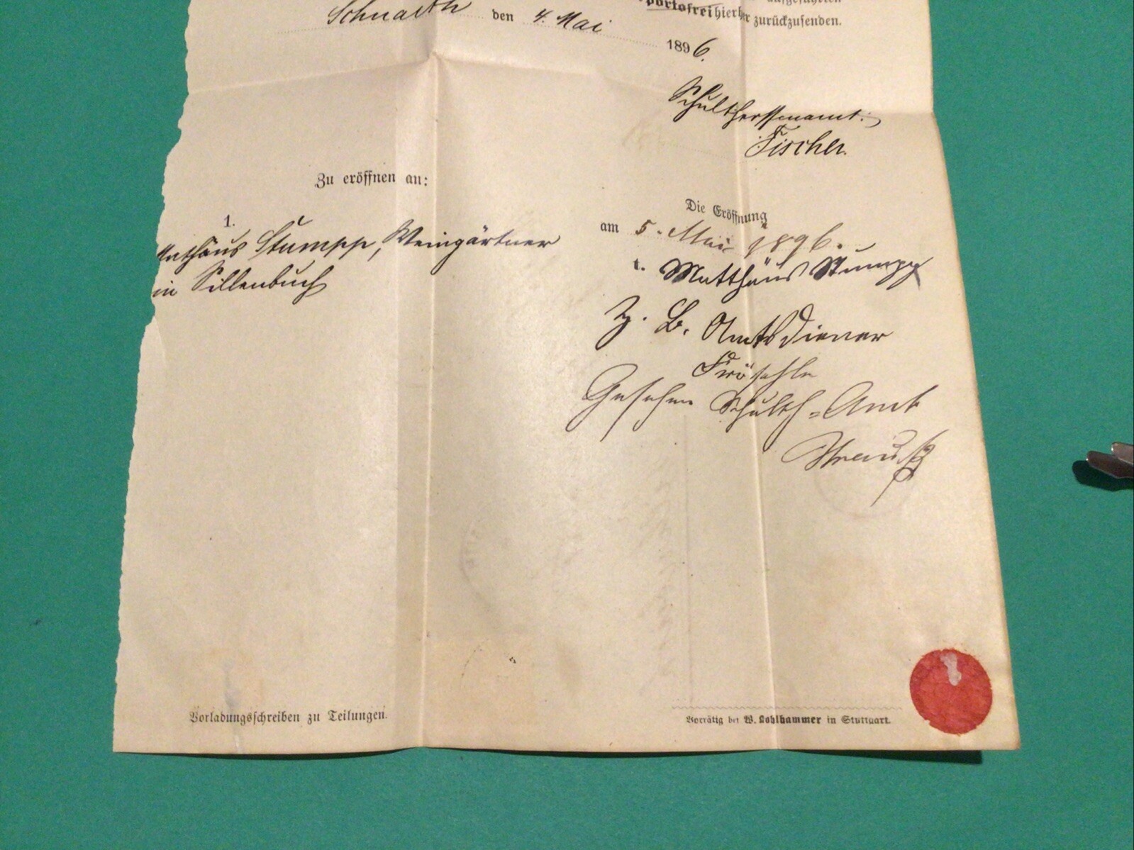 Germany Wurttemberg Schnait 1896 Official Letter Cover A21537