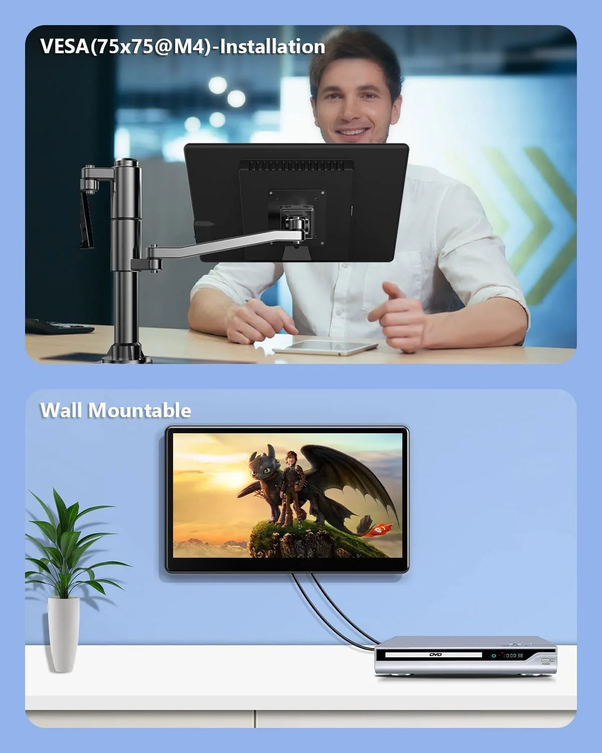 UPERFECT 13.3 inch Portable Monitor Touchscreen Screen HDMI VGA VESA 1920x1080